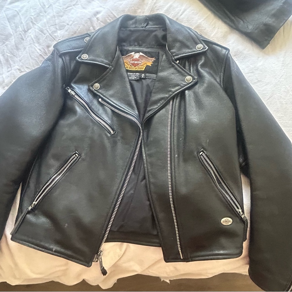 Harley Davidson Black Leather Biker Jacket